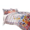 Benjara Tess Microfiber 3 Piece King Quilt Set, Peacock, Floral Print, Multicolor view 2