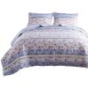 Benjara JOA 2 Piece Microfiber Twin Quilt Set, Floral Print, Lace Trim, Multicolor view 1