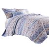 Benjara JOA 2 Piece Microfiber Twin Quilt Set, Floral Print, Lace Trim, Multicolor view 2
