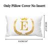 Golden Letter E with Wreath Crown Alphabet Initial Monogrammed Lumbar Pillow Covers 14x24 Canvas Throw Pillow Case Cover Farmhouse Cushion Covers for Living Room Couch Home Decor view 2