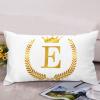 Golden Letter E with Wreath Crown Alphabet Initial Monogrammed Lumbar Pillow Covers 14x24 Canvas Throw Pillow Case Cover Farmhouse Cushion Covers for Living Room Couch Home Decor view 3