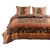 Benjara Dill 2 Piece Twin Quilt Set, Bohemian, Jacobean Floral Print, Brown and Orange view 2