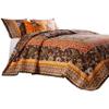Benjara Dill 2 Piece Twin Quilt Set, Bohemian, Jacobean Floral Print, Brown and Orange view 3