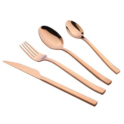 32 Piece Rose GoldSilverware Set for 8 Durable Stainless Steel Flatware Sets Kitchen Wedding Restaurant Cutlery Utensil Include Spoons Forks Knifes Teaspoons Delicate Square Tableware