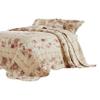 Benjara Rosle 3 Piece King Bedspread Set, Floral Print, Scalloped, Cream and Pink view 1