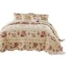 Benjara Rosle 3 Piece King Bedspread Set, Floral Print, Scalloped, Cream and Pink view 4