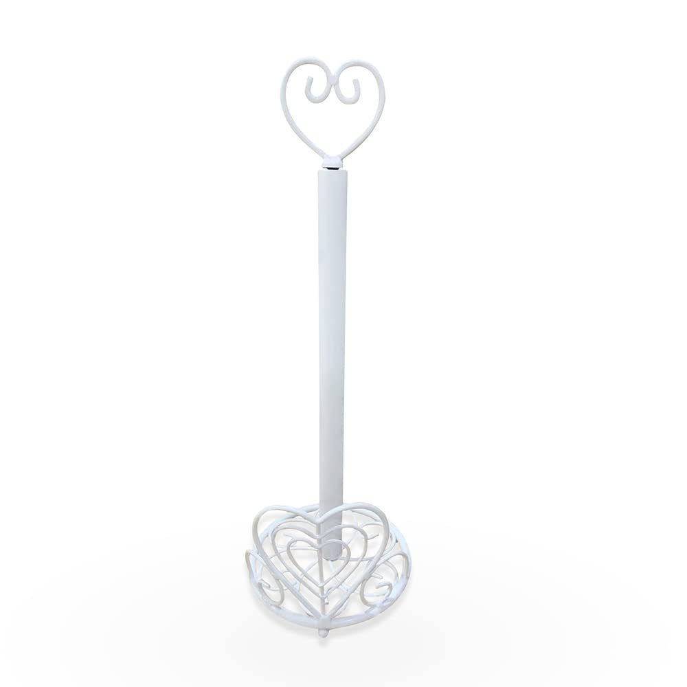 BOOMLATU Metal Heart Shape Pink Paper Towel Holder,Handmade Crafted Tissue Roll Holder for Kitchen and Dining Table