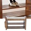 DYRABREST Shoe Bench, Shoe Rack Organizer for Hallway Entryway, 2-Tier Bamboo Cushion Storage Shelf with Soft Seat, Brown view 4