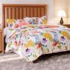 Benjara Mavi 5 Piece Reversible King Quilt Set, Spring Floral Print, Multicolor view 2