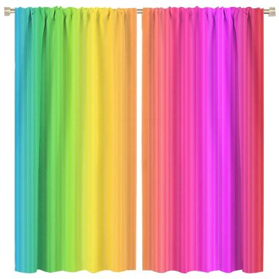 Abstract Rainbow Curtains Colorful Art Stars Printed Blackout Rod Pocket Window Drapes for Bedroom Living Room Kitchen Bathroom 2 Panels 52x84in
