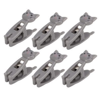 Beufee 12Pcs Clothespins, Cute Cat Clothespins Cartoon Cat Sealing Chip Clips Mini Clothespins Clip Clothes Line Clips with Metal Spring(Grey)