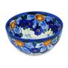 Polmedia Polish Pottery Bowl 6-inch UNIKAT - Himalayan Blue Poppy Pattern Handmade in Boleslawiec Poland by Ceramika Bona + Certificate of Authenticity view 1