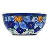 Polmedia Polish Pottery Bowl 6-inch UNIKAT - Himalayan Blue Poppy Pattern Handmade in Boleslawiec Poland by Ceramika Bona + Certificate of Authenticity view 3