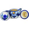 Polmedia Polish Pottery Tea Pot with Sifter UNIKAT - Himalayan Blue Poppy Pattern Handmade in Boleslawiec Poland by Ceramika Bona + Certificate of Authenticity view 2
