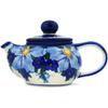 Polmedia Polish Pottery Tea Pot with Sifter UNIKAT - Himalayan Blue Poppy Pattern Handmade in Boleslawiec Poland by Ceramika Bona + Certificate of Authenticity view 3