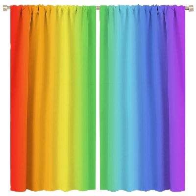 Abstract Rainbow Window Curtain Blackout Rod Pocket Colorful Art Printed Window Drapes for Bedroom Living Room Kitchen Bathroom 2 Panels 52x84in