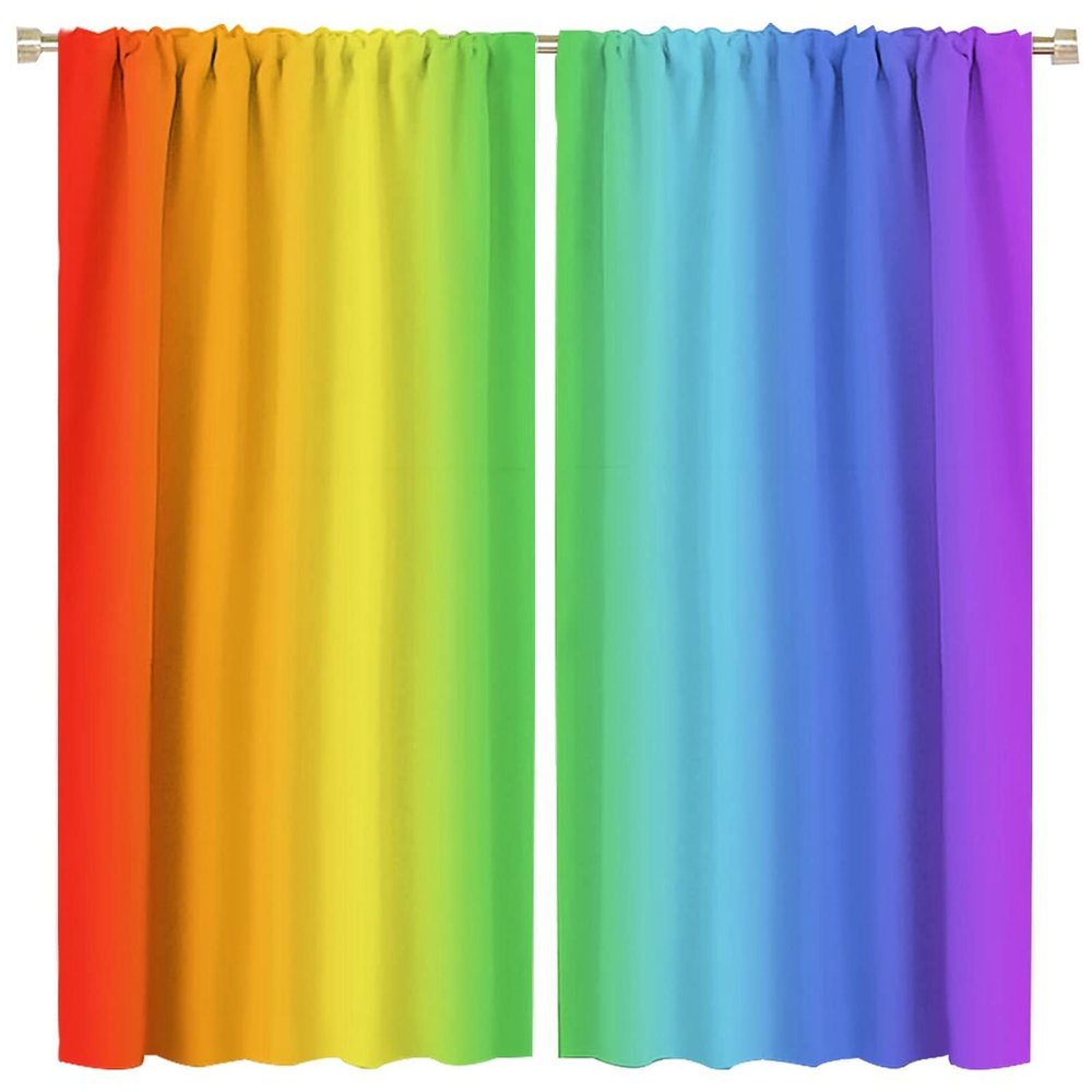 Abstract Rainbow Window Curtain Blackout Rod Pocket Colorful Art Printed Window Drapes for Bedroom Living Room Kitchen Bathroom 2 Panels 52x84in
