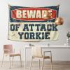 Bar Man Cave Decor Beware of Attack Yorkie Tapestry Bed Room Asserories Aesthetic Decor ( Size : 75X100CM ) view 1