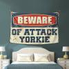 Bar Man Cave Decor Beware of Attack Yorkie Tapestry Bed Room Asserories Aesthetic Decor ( Size : 75X100CM ) view 3