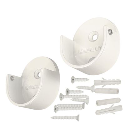 Closet Rod Support Flanges with Screw On Attachment | Heavy Duty Clothes Pole End Sockets for Wardrobes | Gloss White | 4 Pairs