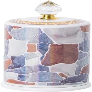 Ceramic toothpick holder with lid toothpick box cotton swab storage box household tools (Color : A, Size : As the picture shows)
