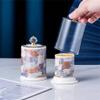 Ceramic toothpick holder with lid toothpick box cotton swab storage box household tools (Color : B, Size : As the picture shows) view 4