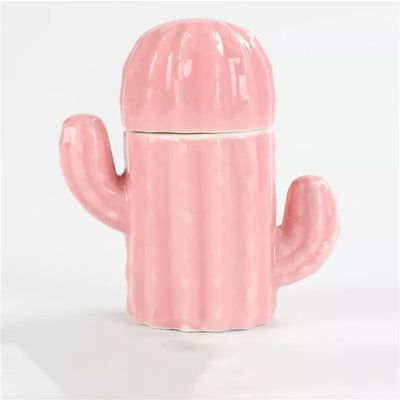 Cactus Ceramic Toothpick Holder Multifunctional Covered Cotton Swab Box Living Room Storage Box (Color : E, Size : 9.7x10.5cm)