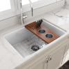 BOCCHI Wood Board with 2 Round Stainless Steel Bowls & Knife Holder F/1344, 1348, 1360, 1362, 1504, 1505, 1506 (short side only), 1627, 1628 view 3