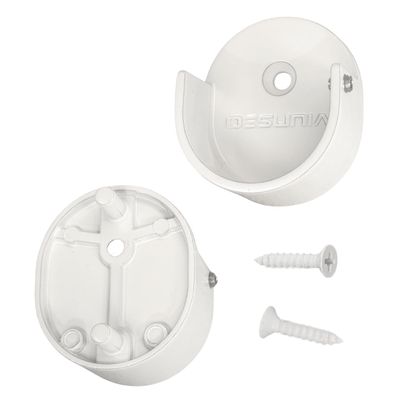 Closet Rod Support Flanges with Rear Pin | Heavy Duty 32mm Diameter Clothes Pole End Sockets for Wardrobes | Gloss White | 2 Pairs