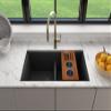BOCCHI Wood Board with 2 Round Stainless Steel Bowls & Knife Holder F/1616, 1618, 1633 (inner ledge) view 3