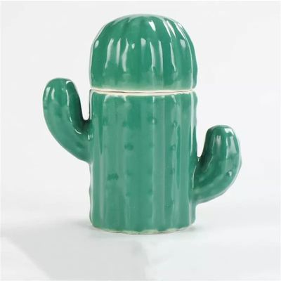 Cactus Ceramic Toothpick Holder Multifunctional Covered Cotton Swab Box Living Room Storage Box (Color : C, Size : 9.7x10.5cm)