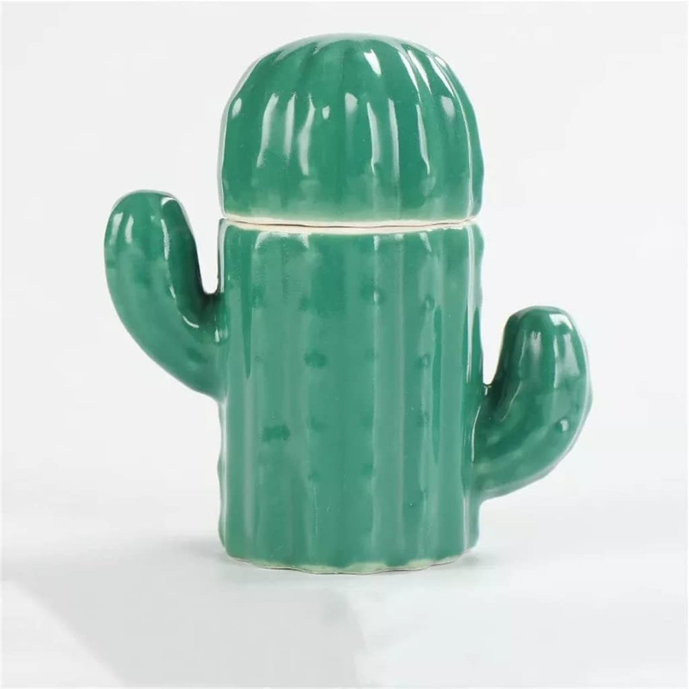 Cactus Ceramic Toothpick Holder Multifunctional Covered Cotton Swab Box Living Room Storage Box (Color : C, Size : 9.7x10.5cm)