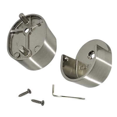 Satin Nickel 32mm Closet Rod Support Flanges with Rear Pin | 32mm Pin Spacing for Built-in Wardrobes | 2 Pair