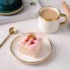Afternoon Tea Coffee Cup And Saucer Set with Metal Holder, 8 OZ Cups & Saucer Service for 6, European Ceramic Tea Set for Adults Suitable for Home Office Wedding Gifts,A view 3