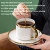 Afternoon Tea Coffee Cup And Saucer Set with Metal Holder, 8 OZ Cups & Saucer Service for 6, European Ceramic Tea Set for Adults Suitable for Home Office Wedding Gifts,A view 4