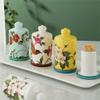 Ceramic flower pattern toothpick holder cotton swab box home desktop finishing storage box (Color : B, Size : 5.2x9.5cm) view 2