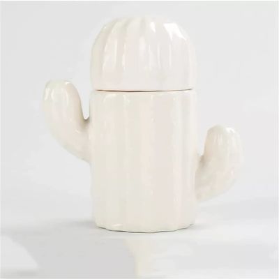 Cactus Ceramic Toothpick Holder Multifunctional Covered Cotton Swab Box Living Room Storage Box (Color : B, Size : 9.7x10.5cm)
