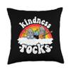 Retro Teacher & Kindness Gifts Men Women Kids Anti Bullying Rainbow Hippie Music Teacher Kindness Rocks Throw Pillow, 18x18, Multicolor view 1