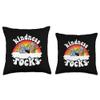 Retro Teacher & Kindness Gifts Men Women Kids Anti Bullying Rainbow Hippie Music Teacher Kindness Rocks Throw Pillow, 18x18, Multicolor view 3