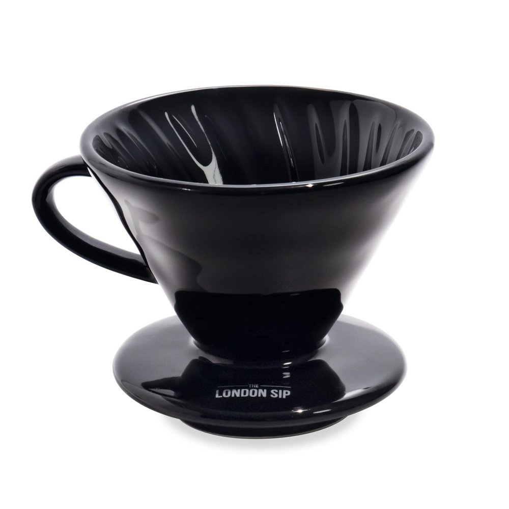 The London Sip Ceramic Coffee Dripper Pour Over Ceramic Coffee Maker, Coffee Slow Brewing Accessories for Home, 1-2 Cup, Black