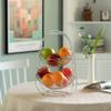 Basicwise 2 Tier Metal Fruit Holder Swing Basket for Kitchen | Detachable Countertop Vegetables Storage Organizer with Display Hammock Stand for Farmhouse, Living Room, Dining Room view 2