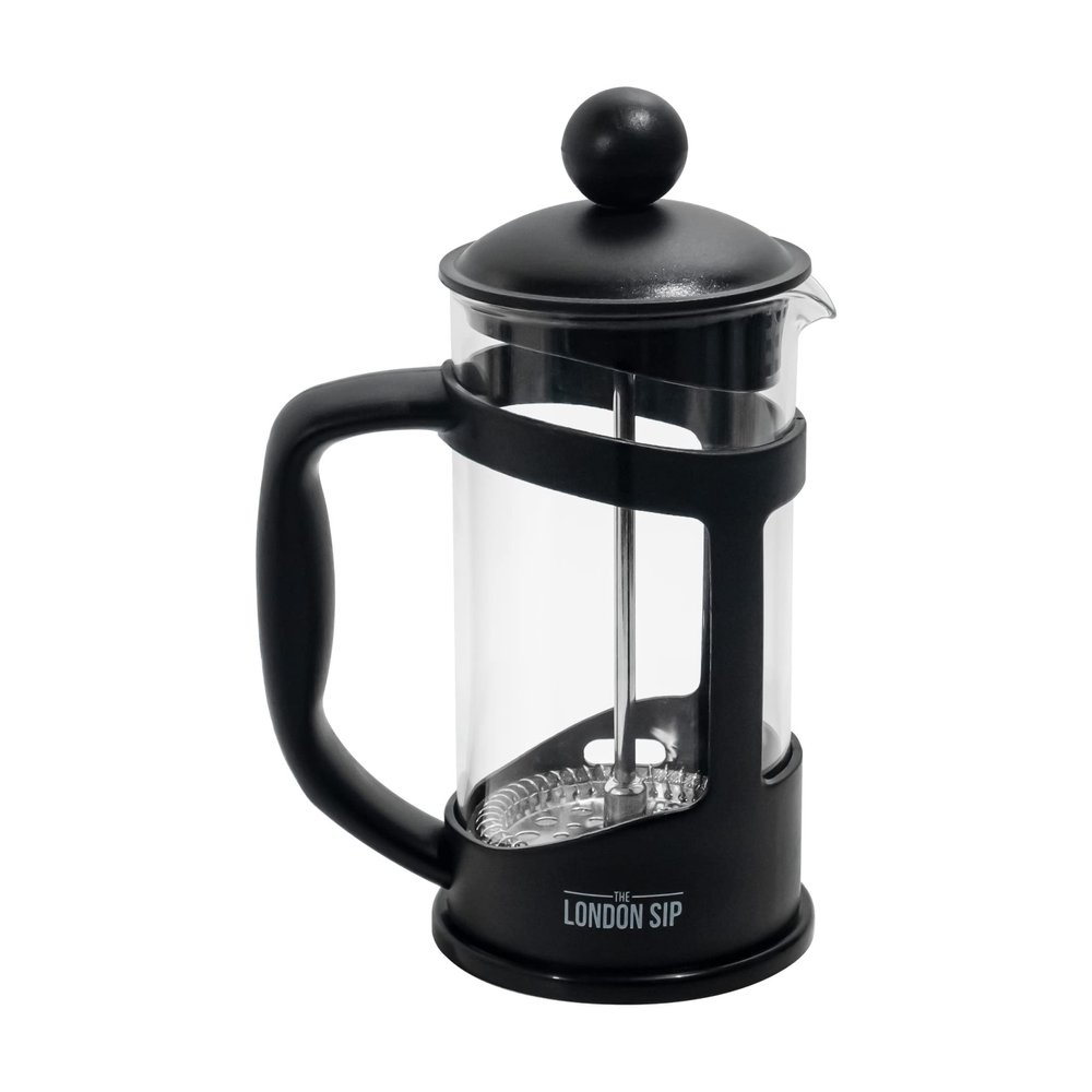 The London Sip Glass French Press Immersion Brewer Coffee Press Stainless Steel Filter System, 34oz, Black