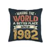 42 Birthday Making the world a better place since 1982 Throw Pillow view 1
