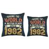 42 Birthday Making the world a better place since 1982 Throw Pillow view 3