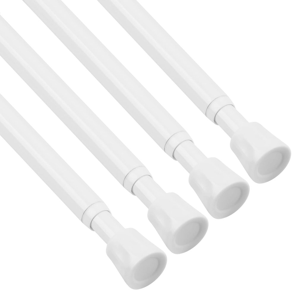 TYRON 4Pcs Tension Rods for Window 28 to 48 Inch, White Adjustable Small Curtain Tension Rod No Drilling, Expandable Spring Loaded Tension Rod Kitchen Bathroom Tension Rod