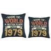 44 Birthday Making the world a better place since 1979 Throw Pillow view 3