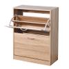ACLULION Wooden Shoe Cabinet with 2 Flip Drawers, 2 Tier Narrow Shoe Storage Cabinet for Small Space, Modern Freestanding Shoe Organizer for Entryway, Holds 10 Pair Shoes view 4