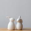 2pcs Rabbit Ornament Bunny Decor Bunny Desktop Ornament Chinese New Year Decorations 2023 Desktop Rabbit Car Decor Small Rabbit Adornment Child Top Hat Ceramics White Dash Board view 3