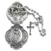Catholic Rosary Beads with Metal Keepsake Gift Box Set (Divine Mercy Silver Tone) view 1