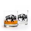 Black Lantern Buffalo Landscape Whiskey Glass Set Set of 2 11oz Heavy Base Glasses for Bourbon, Scotch & Cocktails | Gift for Outdoor Enthusiasts view 1